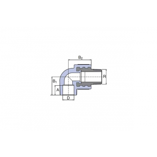 Уголок комбинированный PPR EKOPLASTIK 25х1/2" наружная резьба, серый