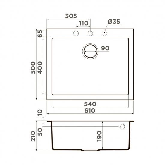 Мойка для кухни OMOIKIRI Bosen 61A 610х500 мм керамика, leningrad grey