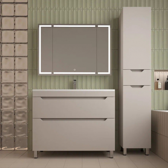 Тумба с раковиной STYLE LINE Остин 100 Plus напольная крем, раковина Фортуна 100 антрацит