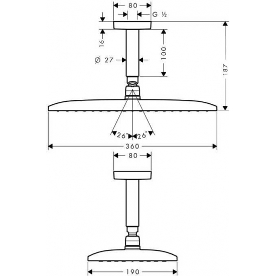 Верхний душ HANSGROHE Raindance E 360 мм 1jet 27381000