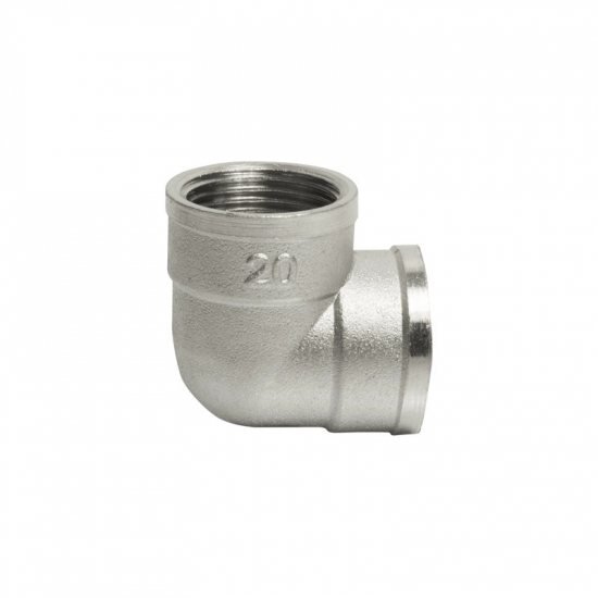 Уголок резьбовой VRT 3/4" x 3/4" вн.-вн. 20 мм, никель