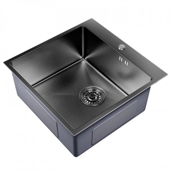 Мойка для кухни врезная настольная MIXLINE PRO 50Х50 (3,0) НАНО с сифоном чёрный графит