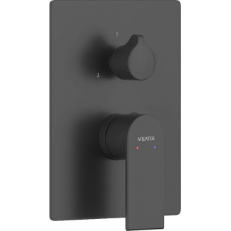 Встраиваемый смеситель для душа и ванны AQUATEK Лира AQ1447MB С ВНУТРЕННЕЙ ЧАСТЬЮ, 3 режима, чёрный