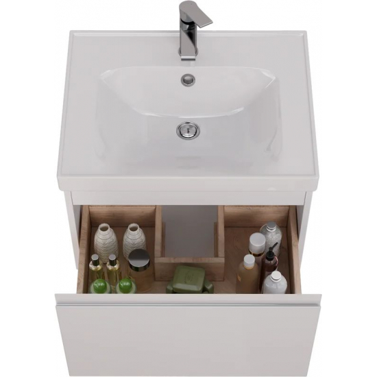 Тумба для комплекта LEMARK Veon Mini 60 подвесная, 1 ящик, белая, под раковину Грейс 60