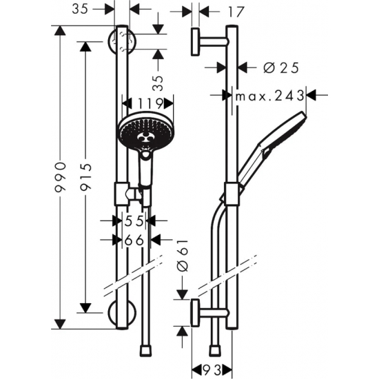 Душевой гарнитур HANSGROHE Raindance Select S 26322400 белый - хром