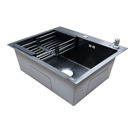 Мойка для кухни AZARIO Nicole AZB6050H 600х500x3 мм, нержавеющая сталь, чёрный ДЕКОР