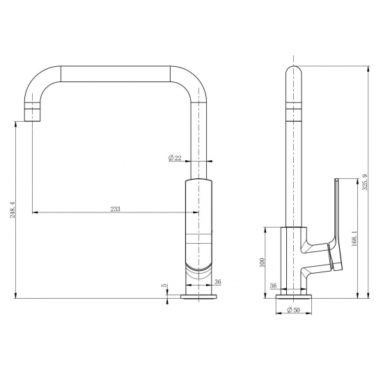 Смеситель для кухни WONZON & WOGHAND WW-L1006-BG, брашированное золото