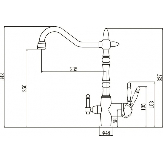 Смеситель для кухни с подключением к фильтру с питьевой водой SAVOL S-L1803С бронза