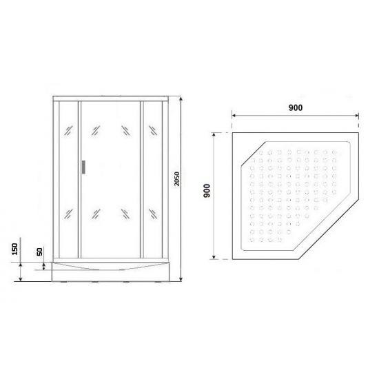 Душевая кабина GROSSMAN GR-171D 90x90x205 без крыши