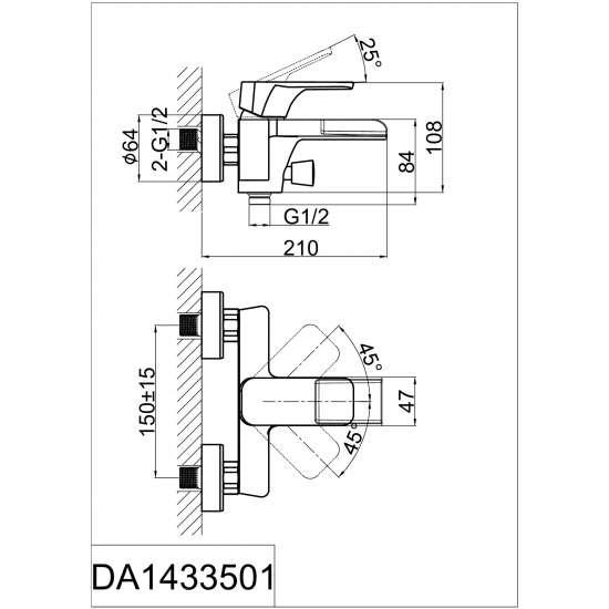 Смеситель для ванны D&K DA1433516 хром/белый