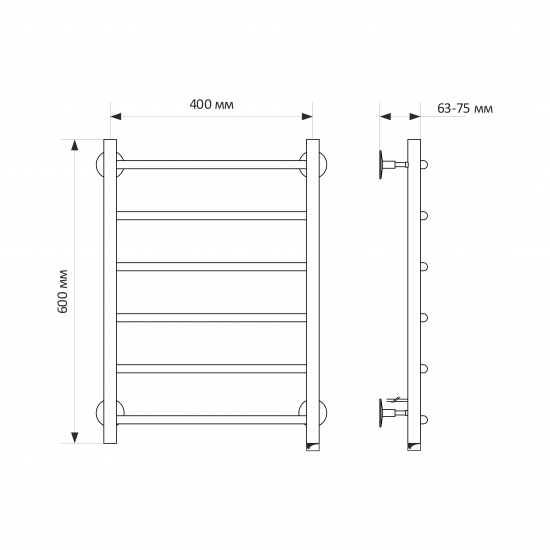 Полотенцесушитель электрический MIXLINE Capella 60x40 222 Вт, правый