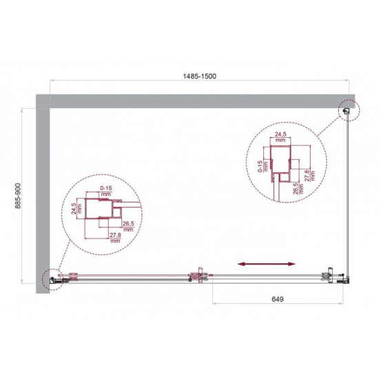 Душевой уголок BelBagno LUCE-AH-1-150/90-C-Cr стекло прозрачное, профиль хром