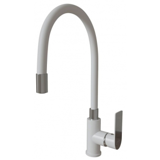 Смеситель для кухни с гибким изливом MIXLINE Plus City White ML33-098, белый/хром