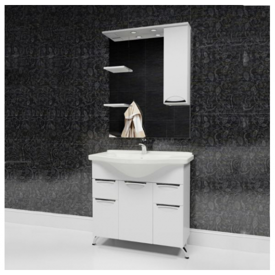 Зеркало-шкаф MIRSANT Камилла 80 с подсветкой белый правый