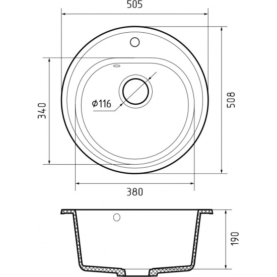 Мойка для кухни GRANFEST Rondo 510 D510 мм, топаз