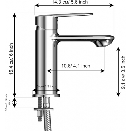 Смеситель для раковины TOKITO Kanda TOK-KAN-1011 хром