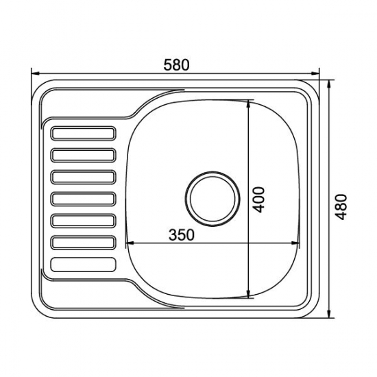 Мойка для кухни MIXLINE 580х480x0,8 мм правая, нержавеющая сталь ДЕКОР