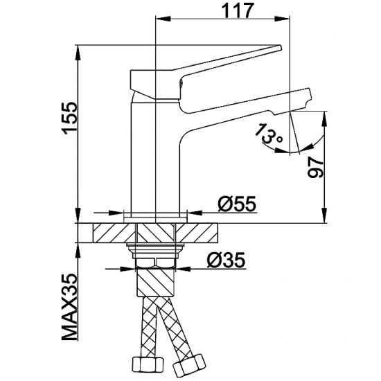 Смеситель для раковины FRAP H62 F1062 чёрный