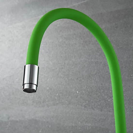Смеситель для кухни с гибким изливом LEDEME L4898-5 зелёный/хром