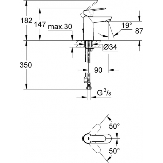 Смеситель для раковины GROHE BauEdge 23329000 хром