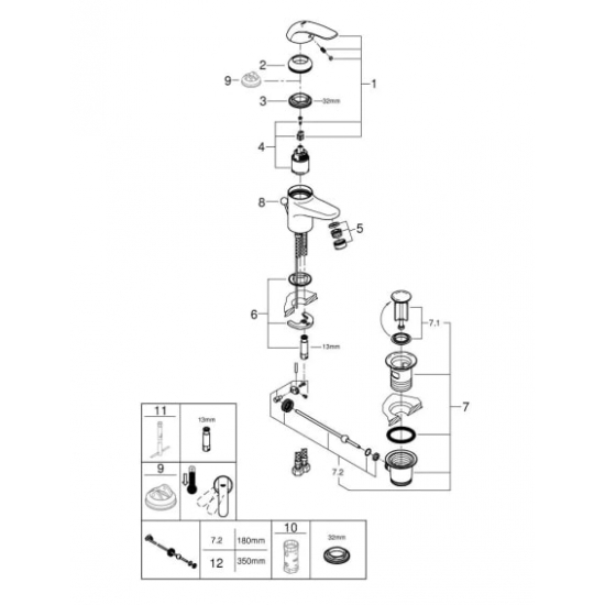 Смеситель для раковины GROHE Euroeco 23262000 хром