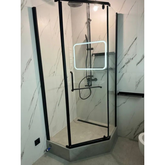 Душевой уголок VECONI Rovigo RV-36B 80x80 стекло прозрачное, профиль чёрный