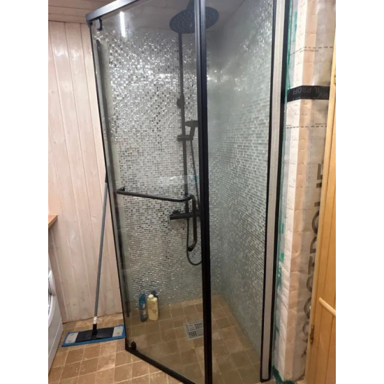 Душевой уголок VECONI Rovigo RV-36B 80x80 стекло прозрачное, профиль чёрный