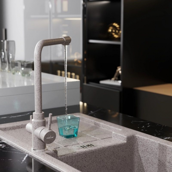Смеситель для кухни MIXLINE ML-GS13 (302) с краном для питьевой воды, песочный