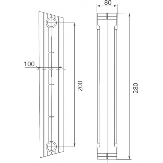 Радиатор биметаллический ROYAL THERMO Piano Forte 200/100 silver satin 20 секций, серый