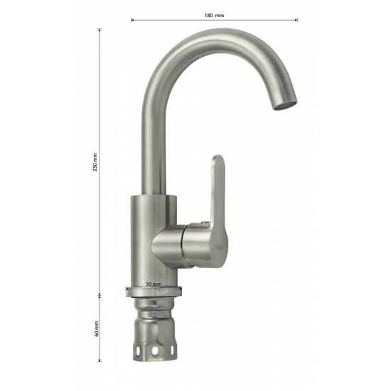 Смеситель для раковины MAGNUS 9147 из нержавеющей стали, сатин Смеситель для раковины MAGNUS 9147 из нержавеющей стали, сатин