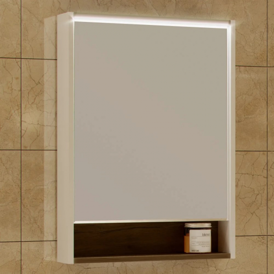 Зеркало-шкаф АКВАТОН Капри 60 с подсветкой, таксония темная