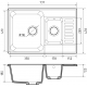 Мойка для кухни GRANFEST Quarz(ECO) Z21K 1.5 чаши+крыло 737х478 мм кварцевая, тёмно-серый