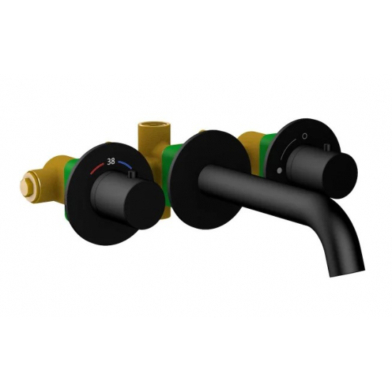 Смеситель для раковины TIMO Saona 2381/03SM с термостатом, С ВНУТРЕННЕЙ ЧАСТЬЮ чёрный