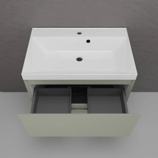 Тумба с раковиной STYLE LINE Манхэттен 70 Plus олива, раковина Asti 70 антрацит