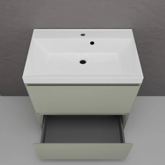 Тумба с раковиной STYLE LINE Манхэттен 70 Plus олива, раковина Asti 70 антрацит