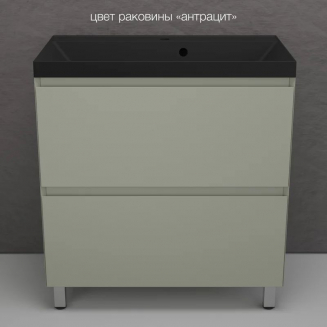 Тумба с раковиной STYLE LINE Манхэттен 80 Plus олива, раковина Asti 80 антрацит