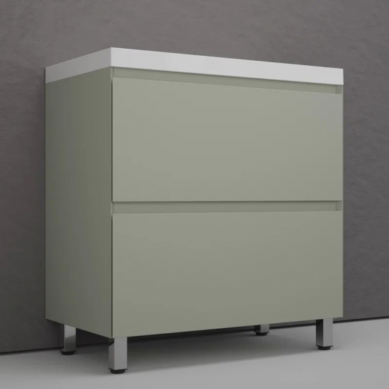 Тумба с раковиной STYLE LINE Манхэттен 80 Plus олива, раковина Asti 80 антрацит