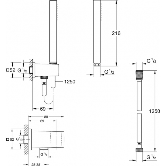 Душевой набор GROHE Euphoria Cube Stick 26405000 хром