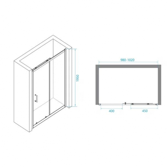 Душевая дверь в нишу RGW Passage PA-14W 100x195 стекло прозрачное, профиль белый