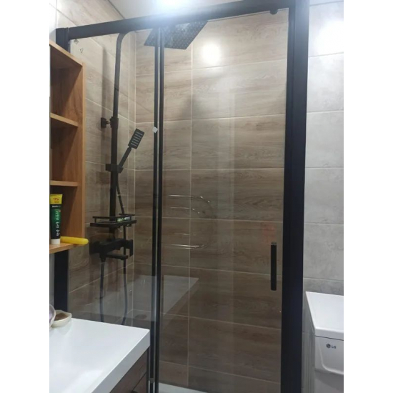 Душевой уголок VECONI Rovigo RV-040B 140x100 стекло прозрачное, профиль чёрный