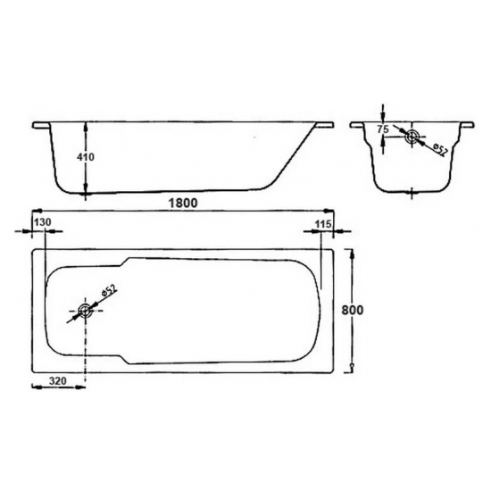 Ванна стальная BLB Atlantica SG 180x80 толщина 2.4 мм, без отверстий для ручек, с ножками