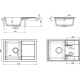Мойка для кухни DOMACI Римини DG 74-49 чаша+крыло 730х490 мм кварцевая, серый