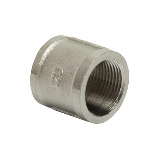 Муфта резьбовая VRT 3/4" x 3/4" латунная 20 мм, никель