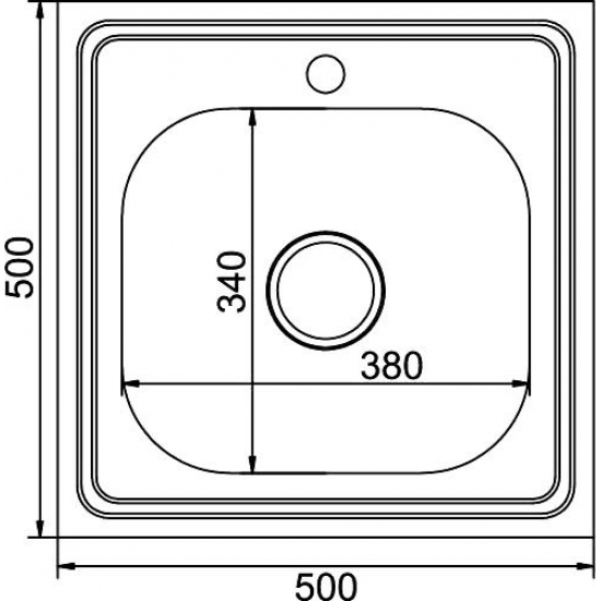 Мойка для кухни MIXLINE 500х500x0,6 мм накладная, нержавеющая сталь