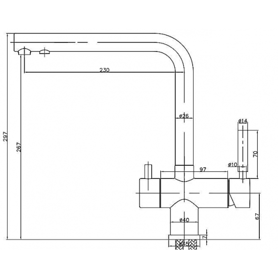 Смеситель для кухни с подключением к фильтру с питьевой водой SEAMAN Visconti SSL-7328 Gun Light