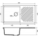 Мойка для кухни GRANFEST Quarz(ECO) ZL-53 чаша+крыло 851х479 мм кварцевая, серый