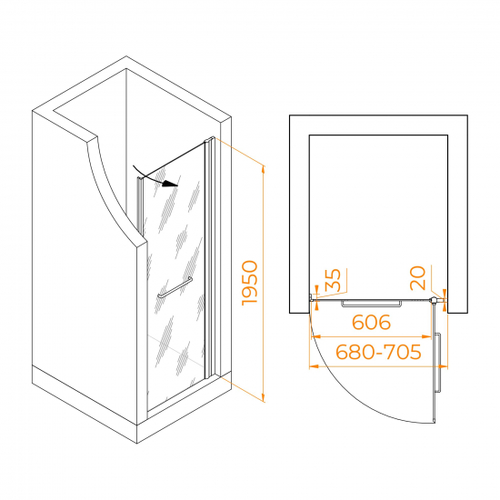 Душевая дверь в нишу RGW Passage PA-103 70x195 стекло прозрачное, профиль хром