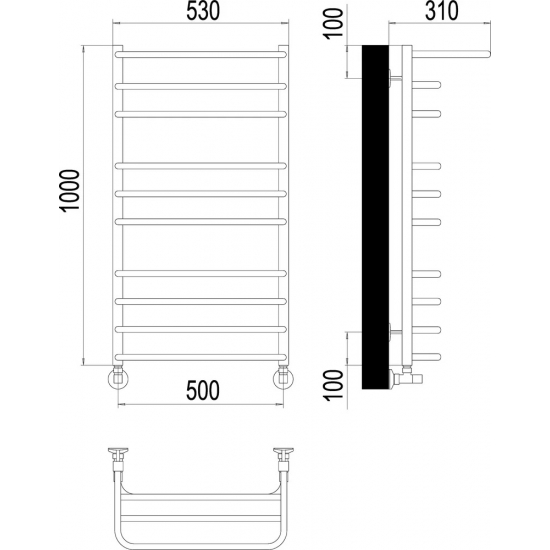 Полотенцесушитель водяной TERMINUS Арктур П10 500x1000