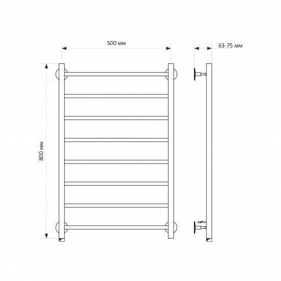 Полотенцесушитель электрический MIXLINE Vega 80x50 340 Вт, левый