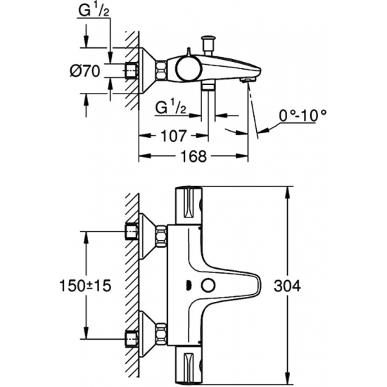 Смеситель для ванны GROHE Grohtherm 800 34576000 с термостатом, хром
